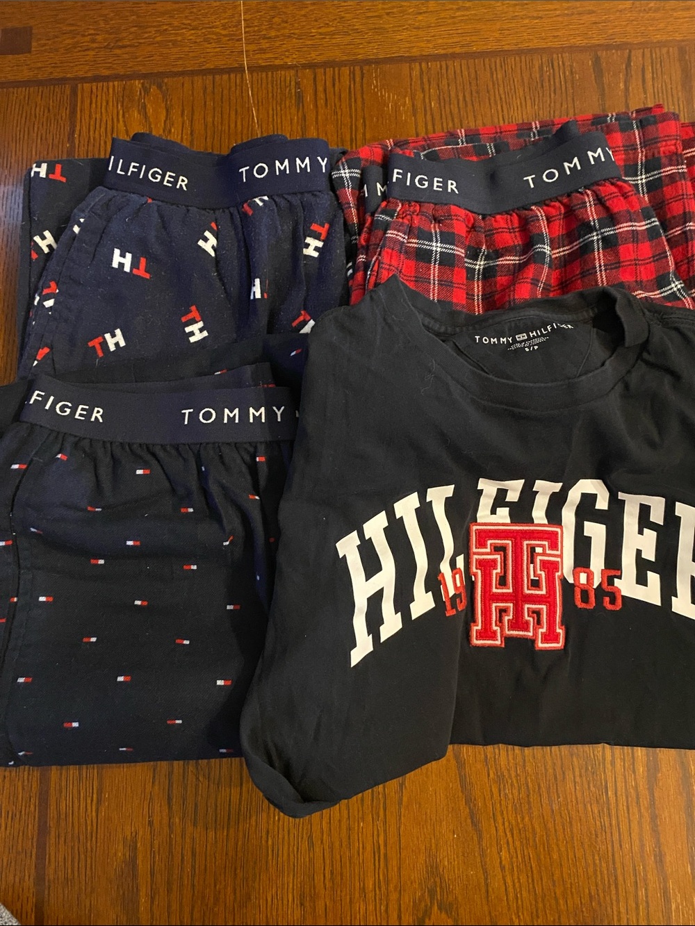 Tommy Hilfiger Navy & Red 3-Piece Pajama Set with Logo Tee
